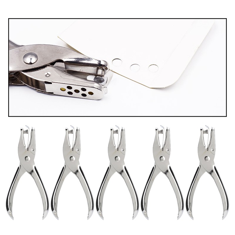 5Pcs Hole Punch HandHeld Single Side Classic Office Paper Ticket