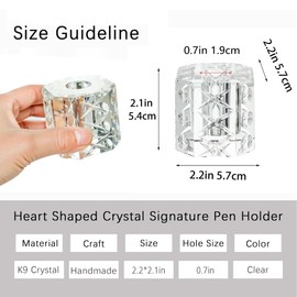 QFkris Fancy Crystal Single Pen Holder for Desk, Glass Fountain Pen Stand, Feather Pencil Holder for Office Desktop Decoration, Gift for Man Woman Students Teachers Father Boyfriend