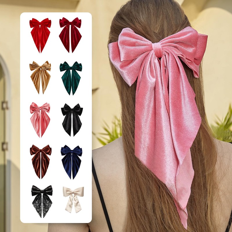 Exquisite Satin Bow Hair Accessory Velvet Large Hair Bow Long