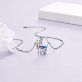 YAFEINI Mermaid Ankle Sterling Silver Mermaid Gifts Adjustable Anklet Jewellery for Women