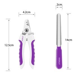 OneCut 4.7" Small Dog & Cat Nail Clipper Stainless Steel Cat Claw Trimmers for Rabbits, Guinea Pigs, Birds, Puppies, Kittens and Small Animals Pet Nail Clipper for Professional and Home Use (Purple)