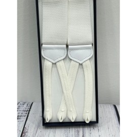 Brooks Brothers NEW Brooks Brothers Men's Braces White Leather Adjustable Suspenders One Size