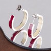 TaYolnFaSo Enamel Hoop Earrings for Women C Shaped Round Hoop