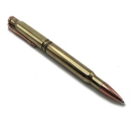 2ndShotRound Bullet Casing Twist Pen, Brass or Nickel-Plated, .308 & 30-06, Father's Day Gift - Brass Casings - Copper Hardware