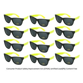 Edge I-Wear 12 Pack 80’s Style Adult Neon Party Sunglasses Bridal Wedding Party Favors 5402R/Y-12