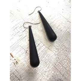 Black Matte Long Teardrop Lucite Statement Earrings