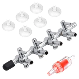 Pawfly 4-Way Aquarium Air Flow Control Lever Valve Manifold for Air Pumps Fish Tank Multi-port Distributor Splitter with 1 Non-return Check Valve and 6 Suction Cup Clips
