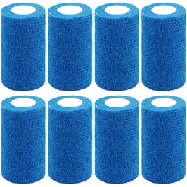 BQTQ 8 Rolls Cohesive Bandage 4 Inch Self Adherent Sport Wrap Tape Stretch Bandage Wrap Athletic Tape for Human and Animals Ankle Sprains Swelling, Blue