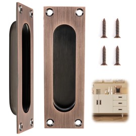 MSMXCS Bronze Brass Flush Mount Pull Handle – FB90 Rectangular 120x40mm Recessed Cabinet Handle for Drawers, Sliding Doors