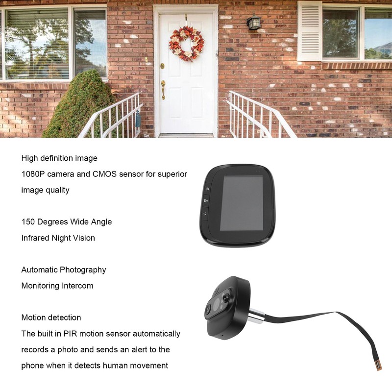 4.3in Peephole Camera 1080P 150 Degrees Wide Angle PIR Motion