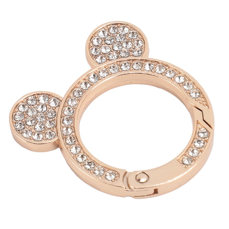 10pcs Rhinestone Spring O Rings Cute Bear Head Zinc Alloy