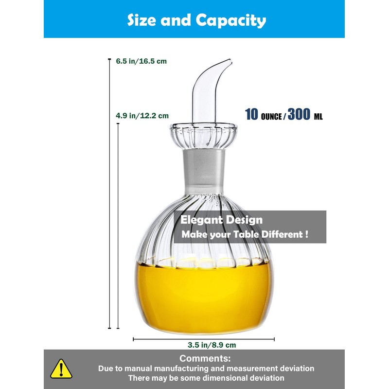 10 oz/300 ml Oil Dispenser Bottle/Glass Decanter and Cruet for