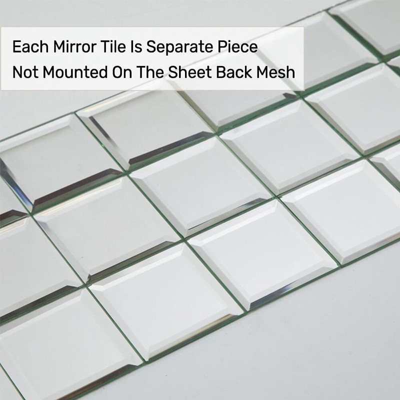 Soulscrafts 80 Pcs Beveled Mirror Tile, 3x3 Inch Mirror Square