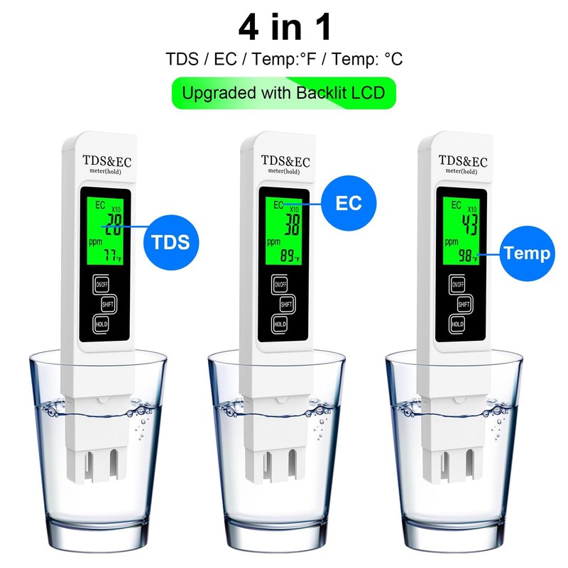 tds Meter, 3-in-1 Instant Read TDS Meter - Measures TDS,