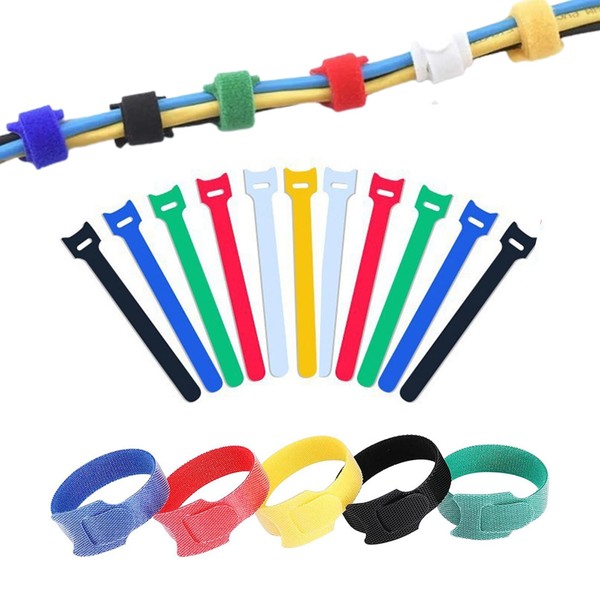PLATEYTR 120 Pieces Cable Ties Reusable Cable Ties, Cable Organizer,
