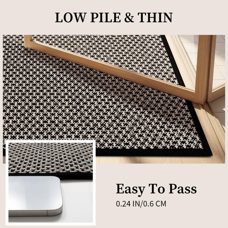 YIHOUSE Thin Bath Mat Black Bathroom Rugs Sets 2 Pieces,