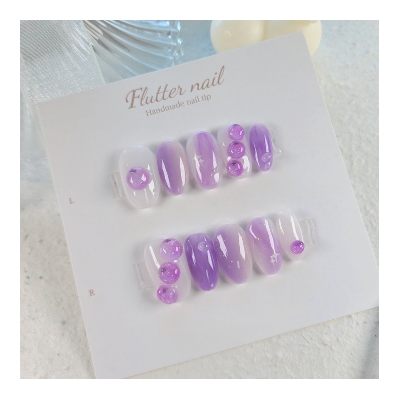 Plump Blueberry Homemade Nail Tips - Almond / 통통 블루베리