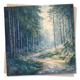 Beautiful Forest Watercolour Birthday Or Greetings Card For Any Occassion - Blank Inside, Anniversary, Just a Note - For Loved One, Relative, Friend, Partner, Women, Men,