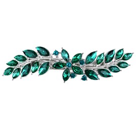 Austrian Crystal Bridal Hair Barrettes, Rhinestones Vintage Hair Clips, Sparkly Glitter Crystal Hairgrip Wedding Hair Headwear Accessories for Women Girls (Green-a)