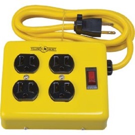 Yellow Jacket (2)-Yellow Jacket 4-Outlet Yellow Metal Power Strip with 4 Ft. Cord 2177N