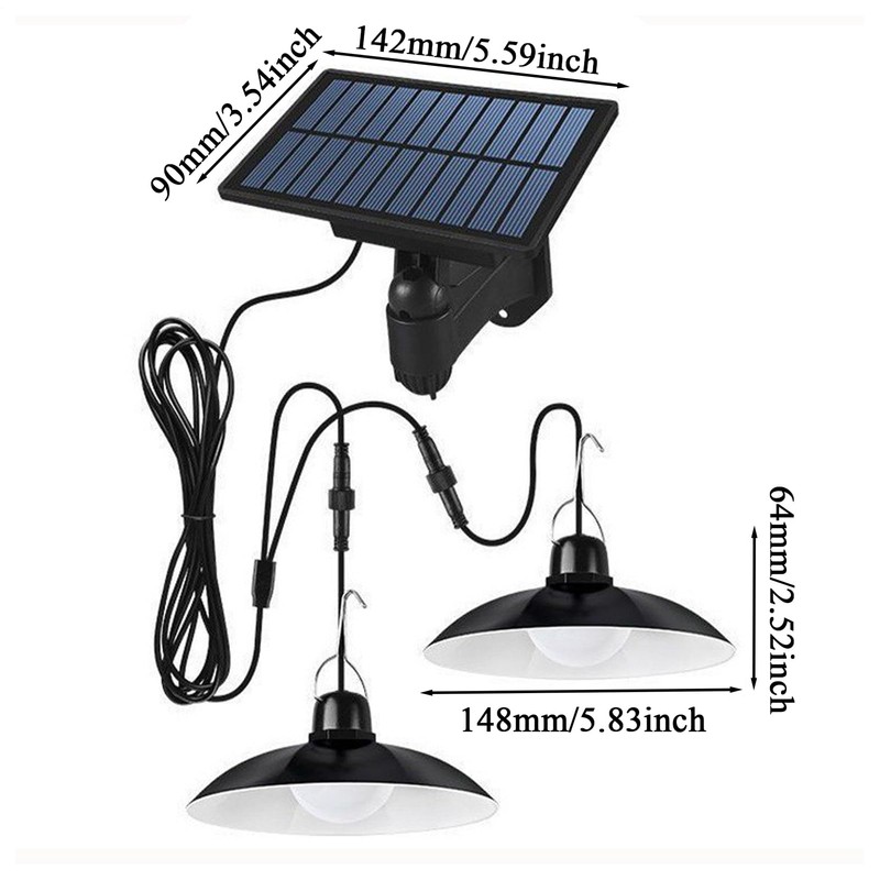 Shed Solar Light,Work Light with 2 Heads | Waterproof Solar