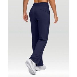 SANTINY Women's Fleece Lined Pants 29" Winter Warm Sweatpants Water Resistant Snow Ski Hiking Pants with Zipper Pockets (Navy_M)