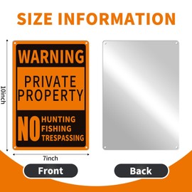 8 Pcs No Trespassing Signs 10x7" Metal Private Property No Hunting Signs Reflective Aluminum Weatherproof Posted Signs Warning No Hunting Fishing Trespassing Signs for Indoor Outdoor Use (Orange)