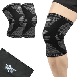 Rangos Knee Support Brace Pair, Compression Knee Sleeves for Weightlifting, Arthritis, Joint Pain, 2 Pack (XL)