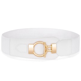 maikun Elastic Belts for Women,Stretchy White Belt Women for Dress, White, Size M