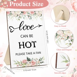Cinnvoice 101 Pcs Wedding Favors for Guests Fans Gifts 1 Wedding Table Sign 100 Plastic Handheld Fans Thank You for Celebrating with Us Party Decor(Flower)