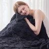 NEWCOSPLAY Super Soft Throw Blanket Black Premium Silky Flannel Fleece