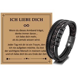 JSNOM Father's Day Gifts for Dad Gift Bracelet: Jewellery Braided Leather Christmas Birthday Gift Leather Bracelet Dad Gift Father's Day, Leather, No gemstone