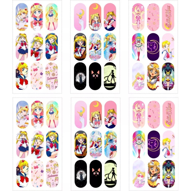 Rainbow Decal Nails Sticker Nails Tatto Uñas Sailor Moon 6