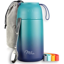 Milu® Thermal Container for Food 800 ml, Stainless Steel, Thermal Lunch Box, Soup Container to Go, Thermal Box for Keeping Warm Soups, Baby Porridge, Food Container, Porridge Warmer on the Go, Green