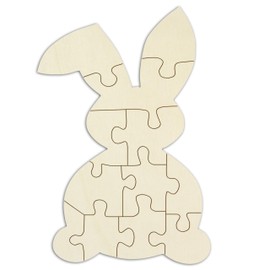 Wooden Puzzle "Rabbit" for Painting and Decorating – 12 Pieces, Approx. 58 x 39 cm – Empty Puzzle Made of Plywood with Puzzle Template