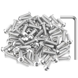 80 Pieces 1/4-20 x 3/4" Button Head Socket Cap Screws Bolts, HELIFOUNER 304 Stainless Steel (18-8) Screws, Bright Finish, Fully Threaded