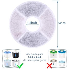 Filtros para Fuentes Gatos,12 Piezas Filtros de Repuesto para Bebederos, Ideal para Gatos y Perros