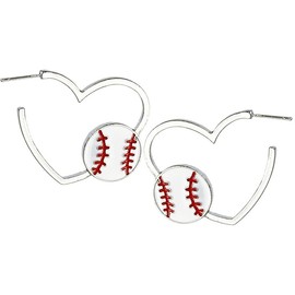 Baseball Football Hoop Earrings Game Day Earrings Crystal Game Day Baseball Football Earrings Gifts For Sports Lover(Baseball)