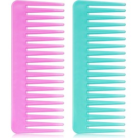 Peigne de Cheveux Démêlant Large Peigne à Dents Larges pour Cheveux Bouclés, Peigne Démêlant sans Poignée Peigne de Coiffure de Shampoo (Cyan, Purple)