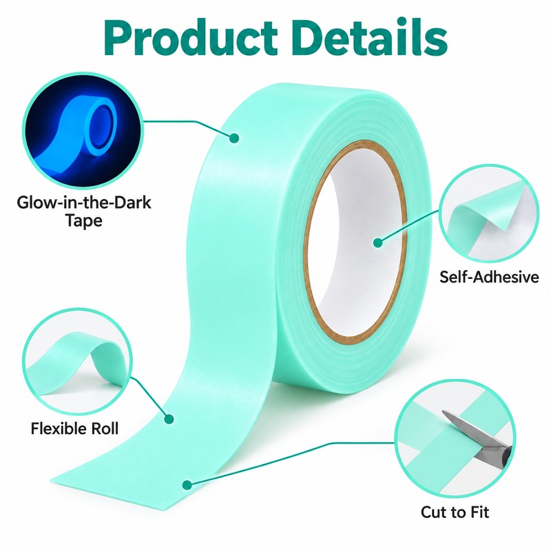 Glow-in-the-Dark Tape for Stairs & Walls – 1cm × 3m