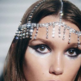 Fdesigner Vintage Cap Headpiece Silver Crystal Flapper Head Chain Mesh Rhinestone Hair Jewelry Gatsby Headbands Wedding Hair Chains Cleopatra Hair Accessoris for Costume Art Deco