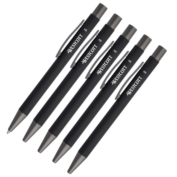 Westcott Premium Ballpoint Pen, Set of 5, Black Ballpoint Pens