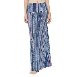 Urban CoCo Women's Stylish Spandex Comfy Fold-Over Flare Long Maxi Skirt (XL, 18)