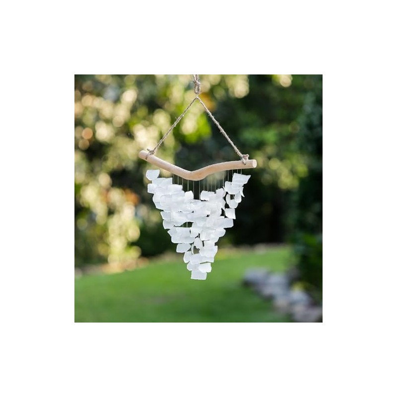 White - Handmade Raindrop Butterfly Recycled Glass Hanging Mobile Wind