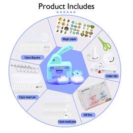 Badge Maker Machine with 3 Pins Sharp,Upgrade Button Maker Artist DIY Pin Maker Press Machine Badge Punch Kit with 86 pcs Button Parts Circle Cutter Present Installation-Free,Blue