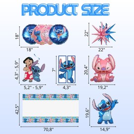 Cartoon Party Kit - Birthday Party Decorations Hanging Swirl Streamers Blue and Pink Balloons Foil Balloons Tablecloth and Party Decoration Set for Kids