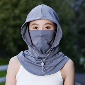 Face Cover, Cooling Neck Guard, Neck Cover, UV Protection, For Summer, Cool, Unisex, Sunscreen Mask, Full Face, Hood, Thin, Breathable, Ice Top Sun Hat, Fishing, Cycling, gray (dark gray)