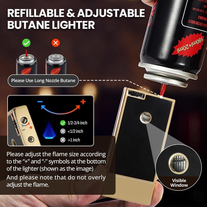 LYPOBALA Torch Lighter, Cool Butane Torch Lighter, Flat Jet Flame
