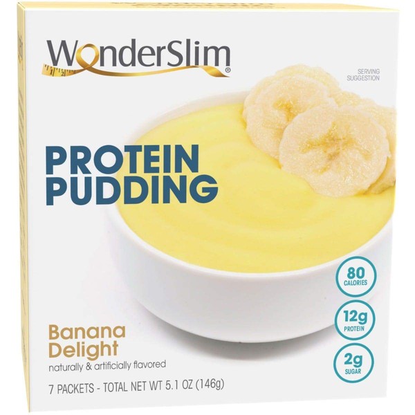 WonderSlim Protein Pudding, Banana Delight, 80 Calories, 12g Protein, 2g Sugar (7ct)