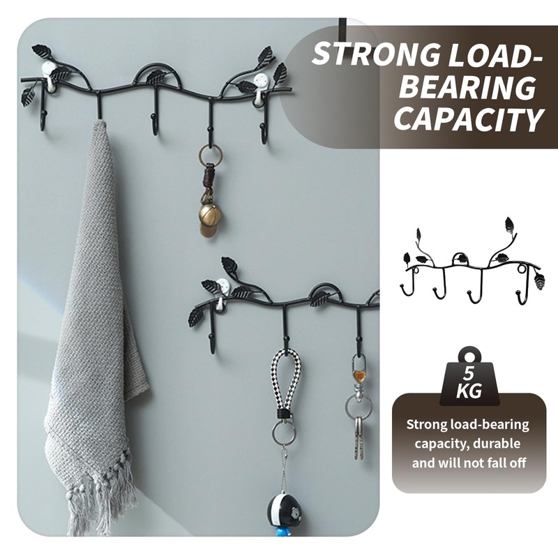 Coat Rack Black Metal Leaves Wall Coat Rack Hallway Wall